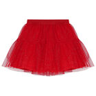 Girls White & Red Tulle Skirt Set, 2, hi-res